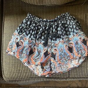 Elegant High Waist Black and Orange Women's Shorts
